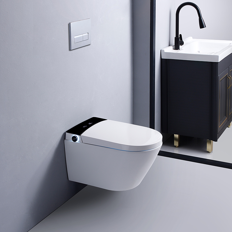 P trap ceramic automatic wall hung toilet